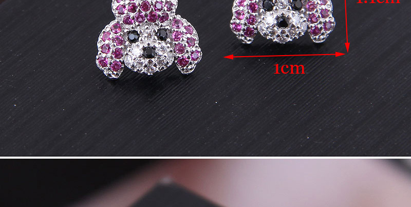 Fashion Rose Red Zirconium Lucky Dog Stud Earrings,Stud Earrings