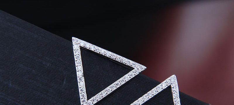 Fashion Silver Zirconium Triangle Pearl Stud Earrings,Stud Earrings