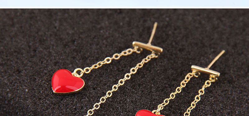 Fashion Gold Red Heart Pearl Earrings,Drop Earrings