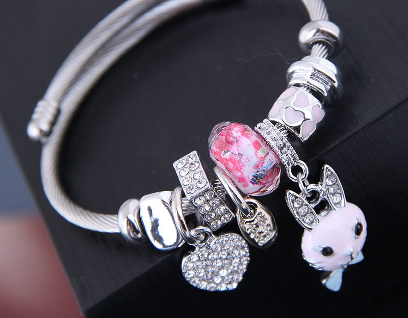 Fashion Pink Metal Love Rabbit Bracelet,Fashion Bangles