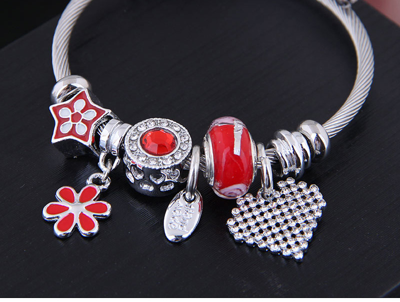 Fashion Red Metal Flower Love Bracelet,Fashion Bangles