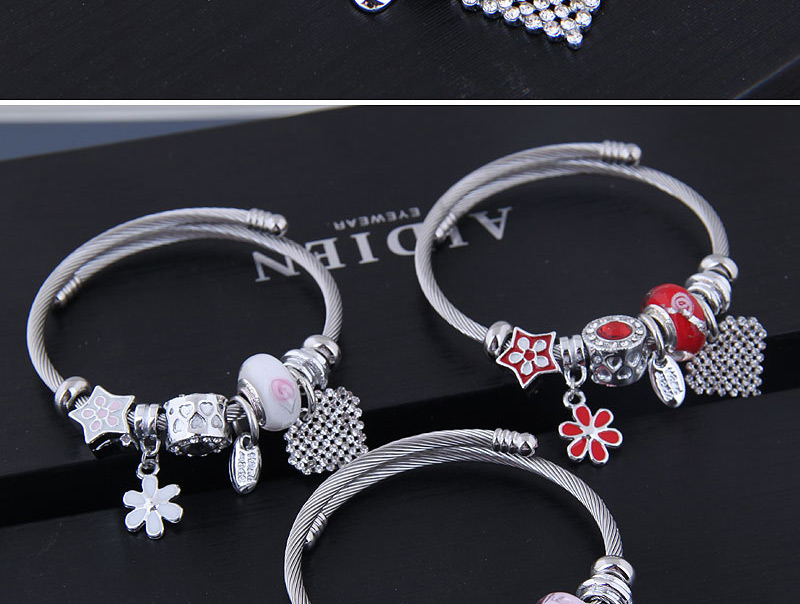 Fashion White Metal Flower Love Bracelet,Fashion Bangles
