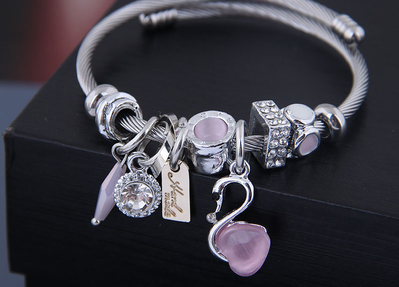Fashion Pink Metal Swan Bracelet,Fashion Bangles