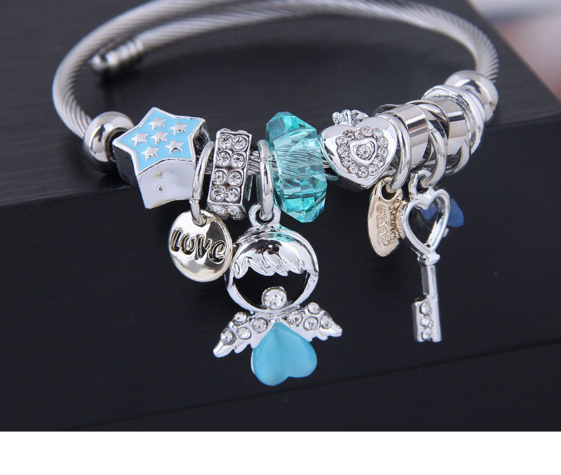 Fashion Blue Metal Angel Doll Key Bracelet,Fashion Bangles