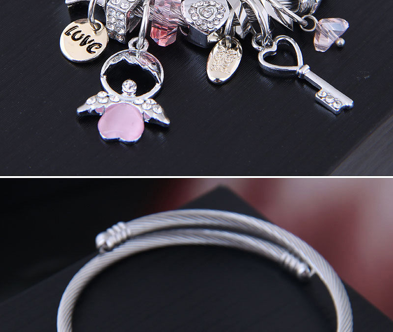 Fashion Pink Metal Angel Doll Key Bracelet,Fashion Bangles
