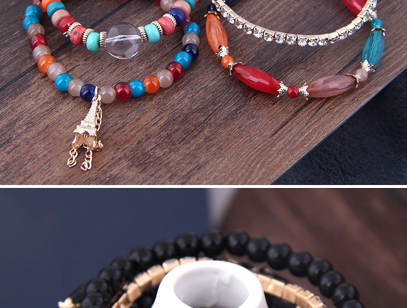 Fashion Color Acrylic Bead Tower Tassel Multilayer Bracelet,Fashion Bracelets