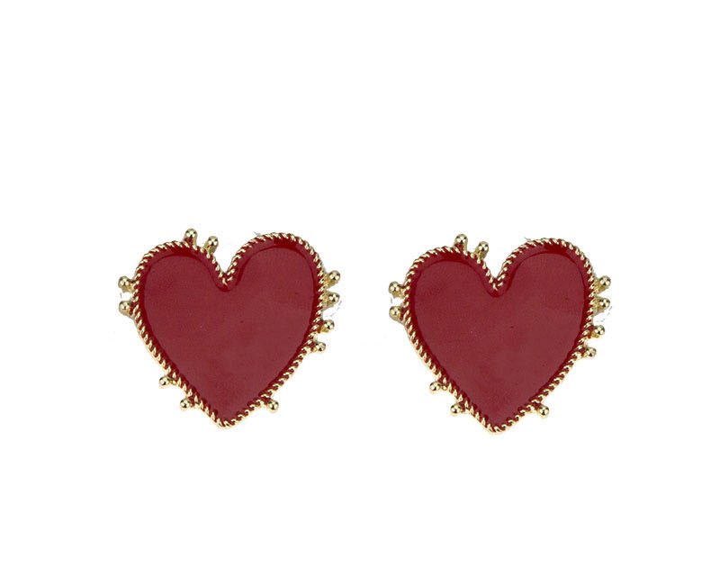 Fashion Red Metal Love Earrings,Stud Earrings