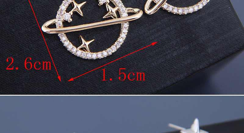 Fashion Silver  Silver Needle Copper Micro-inlaid Zircon Saturn Earrings,Stud Earrings