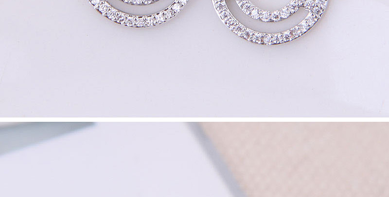 Fashion Silver  Silver Needle Copper Micro-inlaid Zircon Smiley Earrings,Stud Earrings