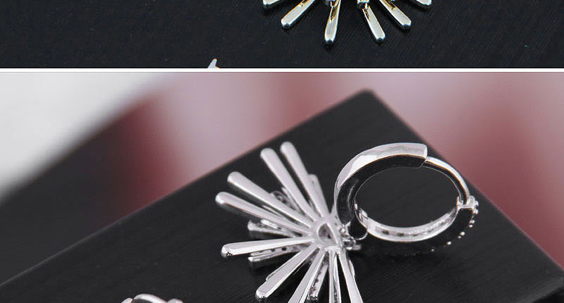 Fashion Silver  Silver Needle Copper Micro-inlaid Zircon Fan-shaped Earrings,Stud Earrings