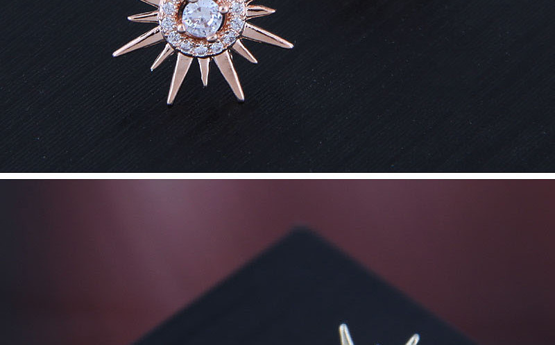 Fashion Gold  Silver Needle Copper Micro-inlaid Zircon Sun Flower Earrings,Stud Earrings