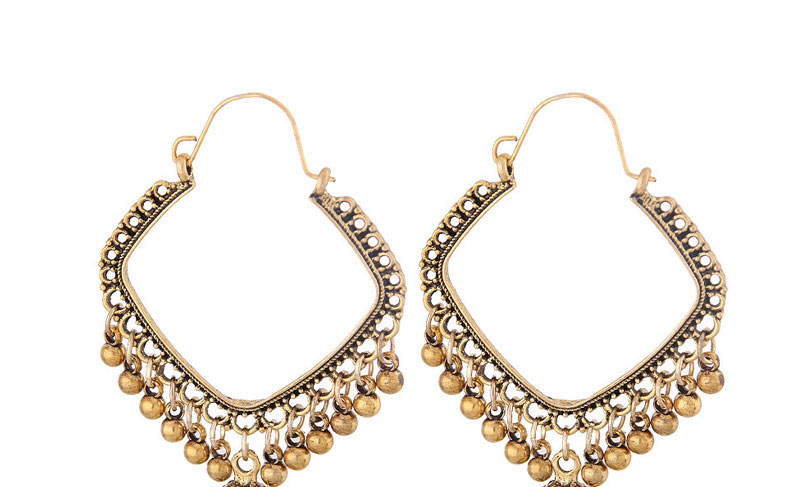 Fashion Gold Square Bell Drop Ear Studs,Stud Earrings