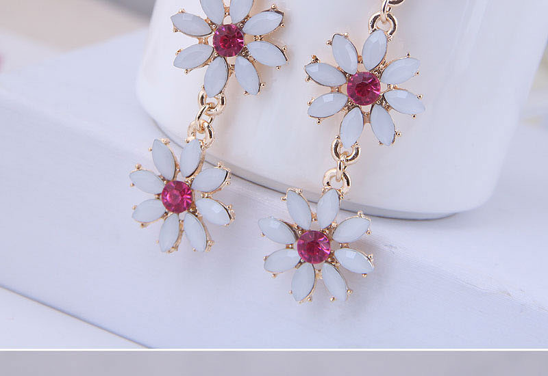 Fashion Pink Metal Flower Earrings,Drop Earrings