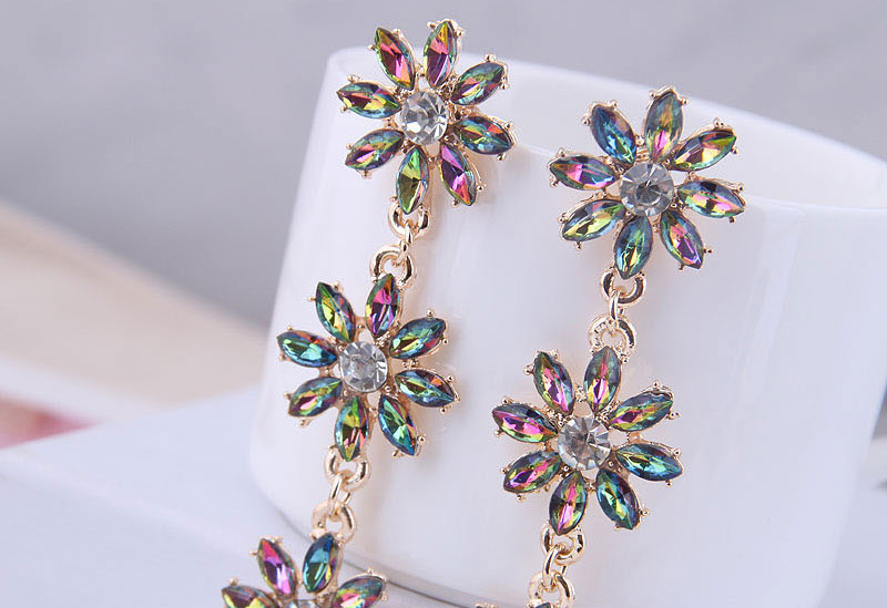 Fashion Color Metal Flower Earrings,Drop Earrings