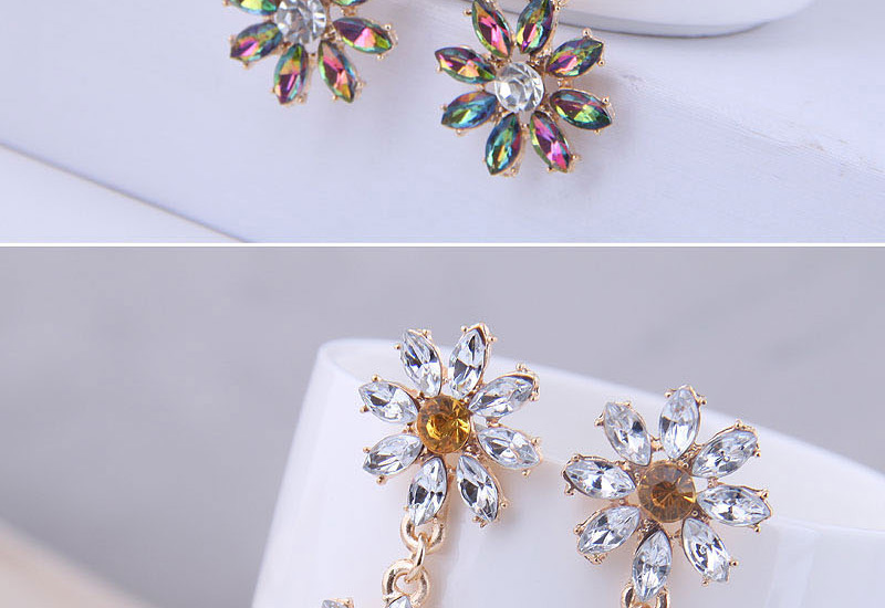 Fashion Yellow Metal Flower Earrings,Drop Earrings