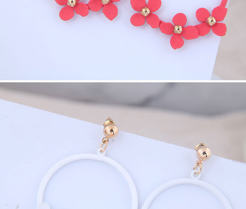 Fashion White Metal Ring Blossoming Petal Earrings,Drop Earrings