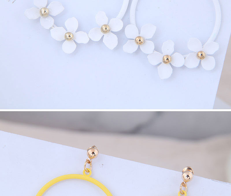 Fashion Yellow Metal Ring Blossoming Petal Earrings,Drop Earrings