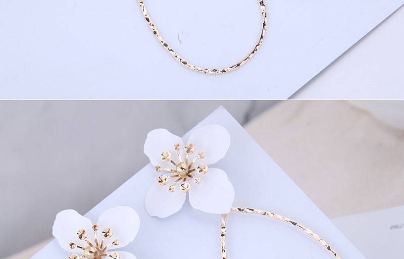 Fashion White Metal Flower Drop Earrings,Drop Earrings