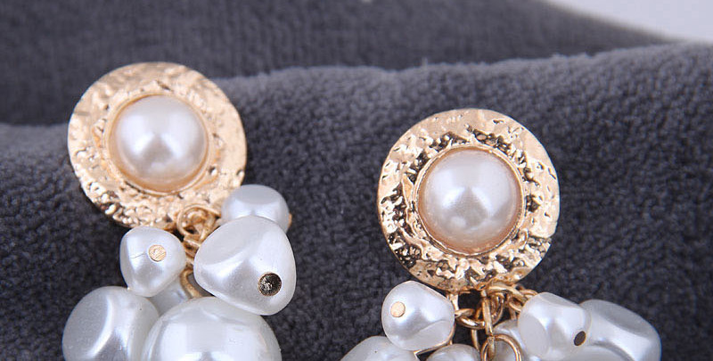 Fashion Gold Metal Pearl Drop Earrings,Drop Earrings