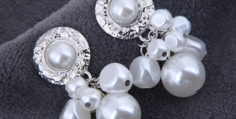 Fashion Silver Metal Pearl Drop Earrings,Drop Earrings