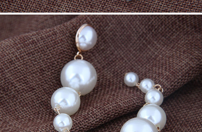 Fashion Silver Metal Size Pearl Stud Earrings,Drop Earrings