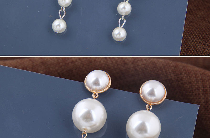 Fashion Silver Metal Size Pearl Stud Earrings,Drop Earrings