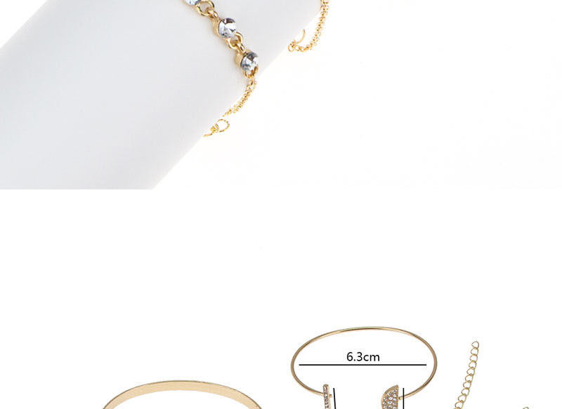 Fashion Gold Half-diamonded Circle N Large Diamond Multi-layer Bracelet Four-piece,Fashion Bracelets