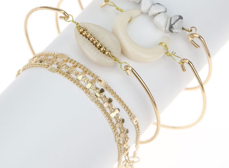 Fashion Gold Crushed Stone Shell Multi-layer Bracelet Six-piece,Fashion Bracelets