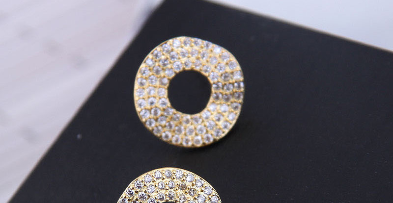 Fashion Silver  Silver Pin Copper Micro Inlaid Zircon Ring Stud Earrings,Stud Earrings