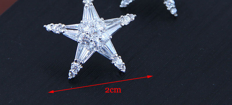 Fashion Silver  Silver Needle Copper Micro-inlaid Zircon Starfish Earrings,Earrings