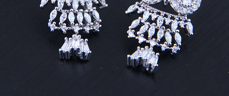 Fashion Silver  Silver Needle Copper Micro-inlaid Zircon Owl Stud Earrings,Drop Earrings