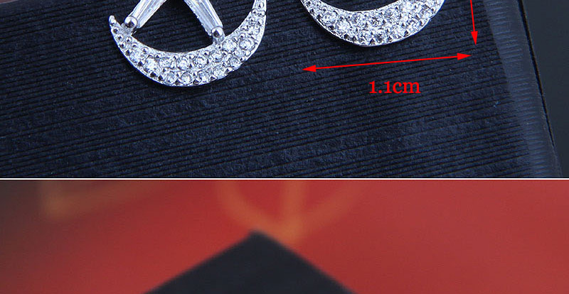 Fashion Silver  Silver Needle Copper Micro-inlaid Zircon Star Moon Stud Earrings,Stud Earrings