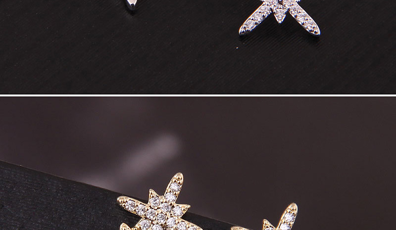 Fashion Gold Copper Micro-inlaid Zirconium Flower Earrings,Stud Earrings