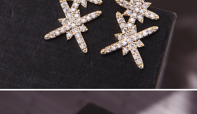 Fashion Gold Copper Micro-inlaid Zirconium Flower Earrings,Stud Earrings