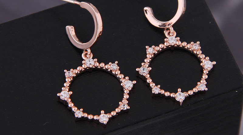 Fashion Gold Copper Micro-inlaid Zirconium Ring Earrings,Stud Earrings
