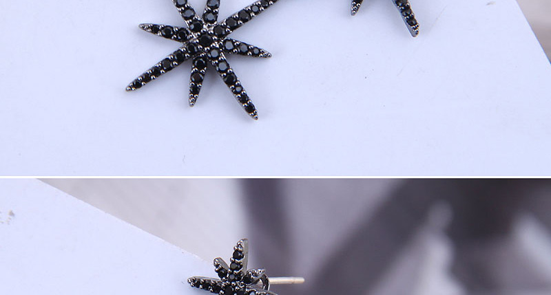 Fashion Black Copper Micro-inlaid Zirconium Bauhinia Earrings,Stud Earrings