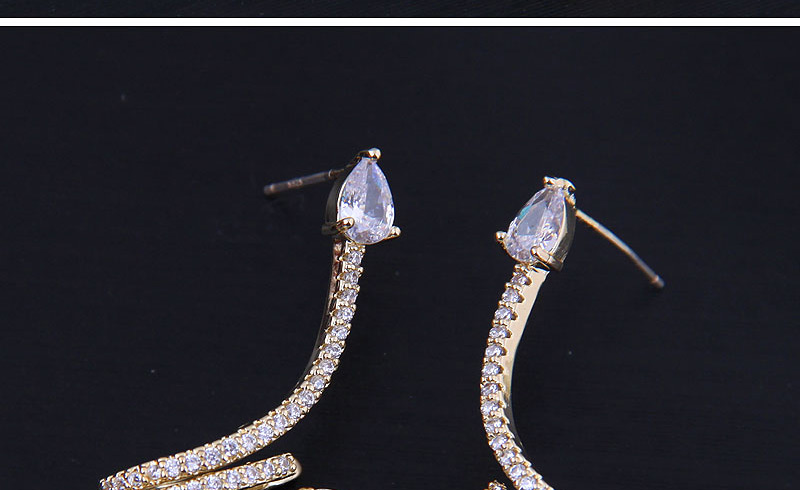 Fashion Silver Copper Micro-inlaid Zirconium Snake Earrings,Stud Earrings