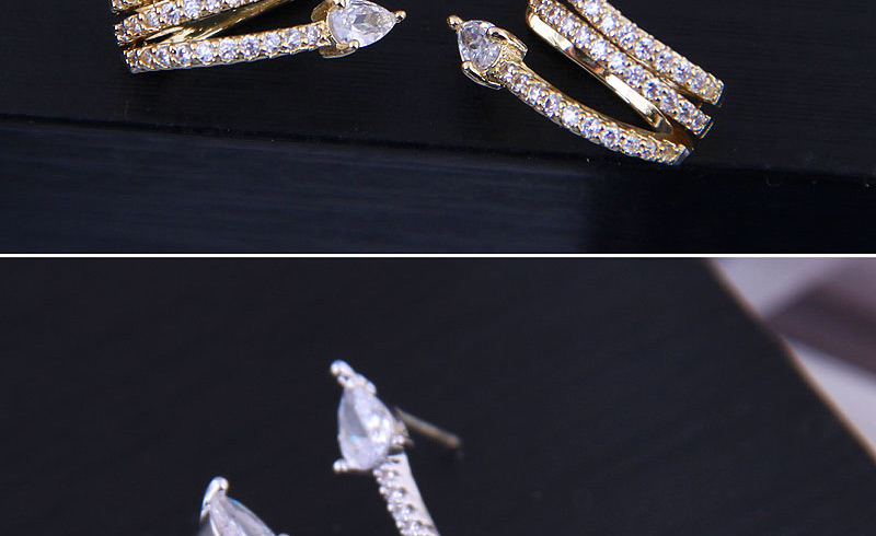 Fashion Silver Copper Micro-inlaid Zirconium Snake Earrings,Stud Earrings