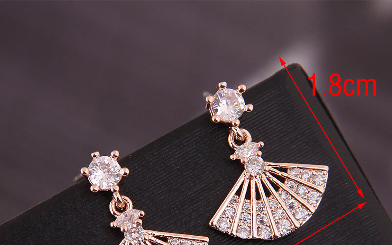 Fashion Silver Copper Micro-inlaid Zirconium Fan-shaped Earrings,Stud Earrings
