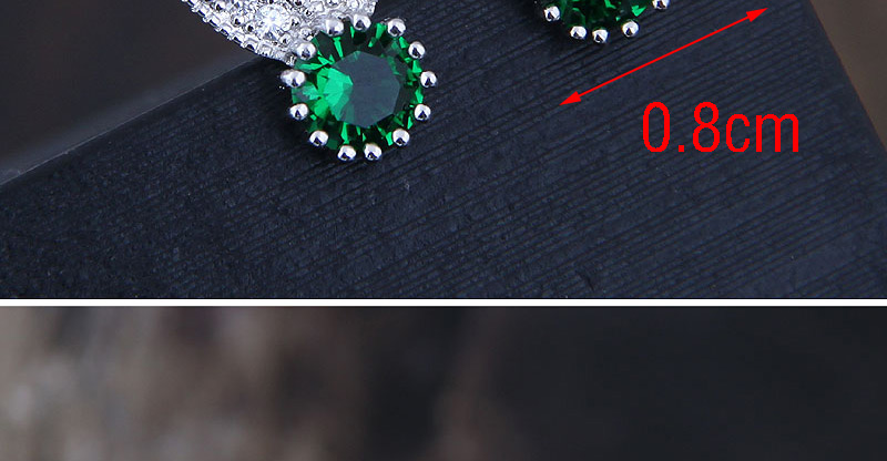 Fashion Green  Silver Pin Copper Micro Inlaid Zircon Rabbit Earrings,Stud Earrings