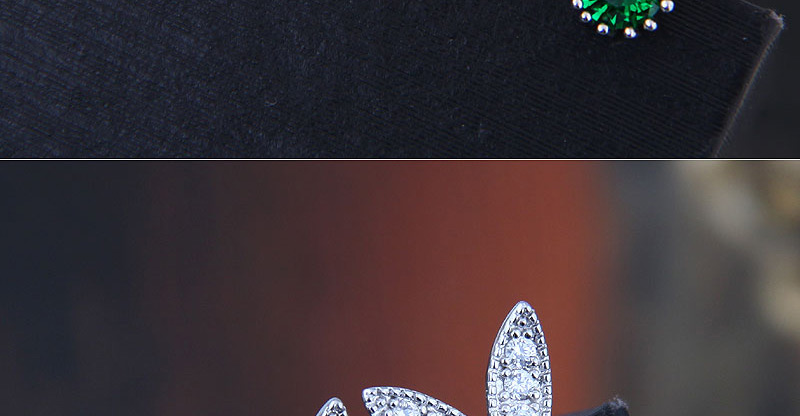 Fashion Green  Silver Pin Copper Micro Inlaid Zircon Rabbit Earrings,Stud Earrings