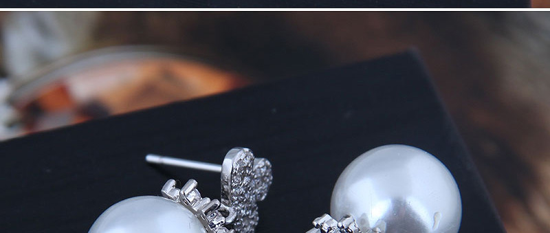 Fashion Silver  Silver Needle Copper Micro Inlaid Zircon Pearl Earrings,Stud Earrings