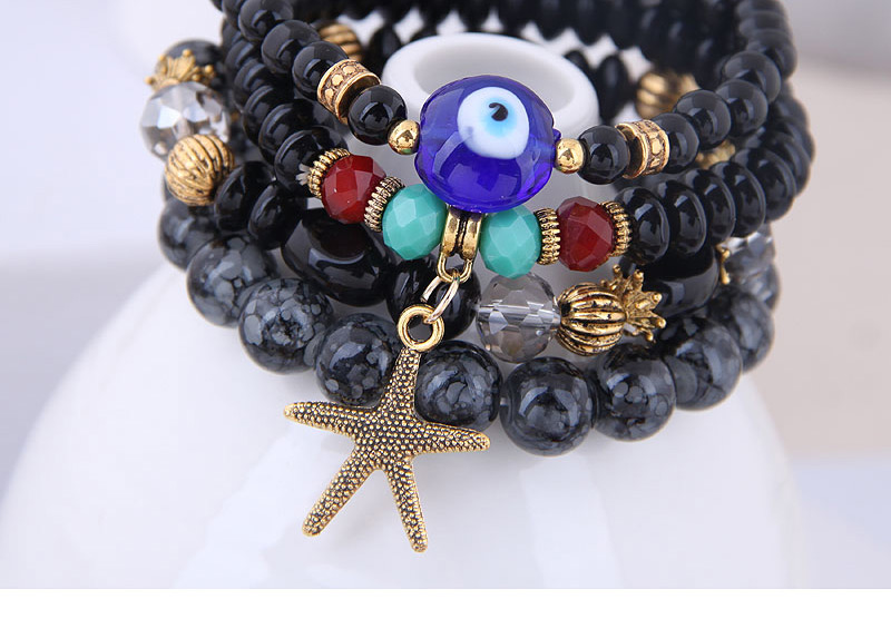 Fashion Black Metal Starfish Eyebrow Multilayer Bracelet,Fashion Bracelets