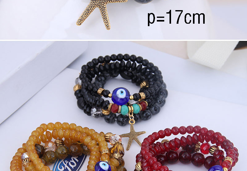 Fashion Yellow Metal Starfish Eyebrow Multilayer Bracelet,Fashion Bracelets