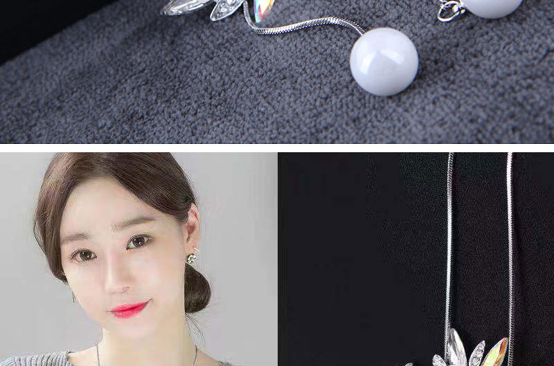 Fashion Color Metal Flower Drop Ear Pearl Necklace,Pendants