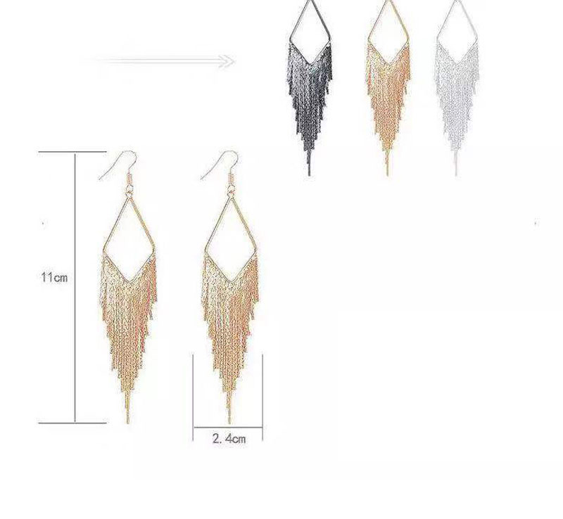 Fashion Silver Metal Diamond Tassel Earrings,Drop Earrings