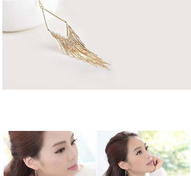 Fashion Gold Metal Diamond Tassel Earrings,Drop Earrings