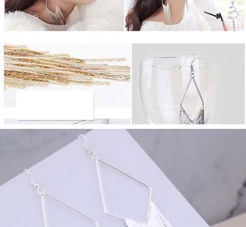 Fashion Gold Metal Diamond Tassel Earrings,Drop Earrings