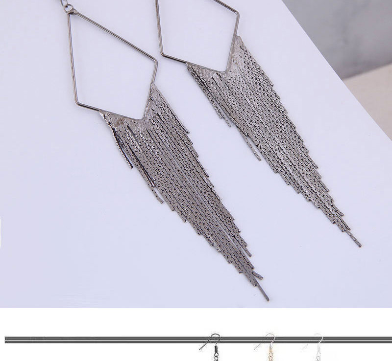 Fashion Silver Metal Diamond Tassel Earrings,Drop Earrings