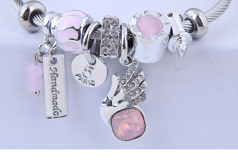 Fashion Pink Metal Shining Angel Wing Bracelet,Fashion Bangles